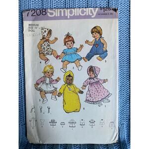 Simplicity 7208 pattern 15in 16 in Doll clothes 1960s